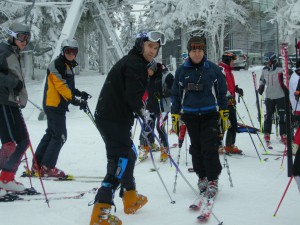 Koli , Masters SG-kisat. (Kapa) Kari-Pekka Kinnunen valmistautumassa laskuun  ja ratamestarina Risto Käyhkö 2008         